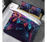 Chenbing Art Parure De Lit 220x240cm Housse De Couette Et Taie d'oreiller 50x75cm pour Enfants Adolescents 3D Console De Jeu Boutons d'action Gamer Console Manette Motif Sets De Housses De Couettes