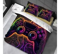 Chenbing Art Parure De Lit 220x240cm Housse De Couette Et Taie d'oreiller 80x80cm pour Enfants Adolescents 3D Console De Jeu Boutons d'action Gamer Console Manette Motif Sets De Housses De Couettes