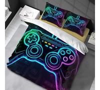Chenbing Art Parure De Lit 90x190cm Housse De Couette Et Taie d'oreiller 50x75cm pour Enfants Adolescents 3D Console De Jeu Boutons d'action Gamer Console Manette Motif Sets De Housses De Couettes