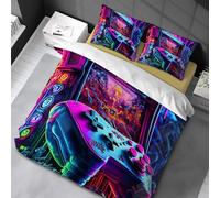 Chenbing Art Parure De Lit 90x190cm Housse De Couette Et Taie d'oreiller 80x80cm pour Enfants Adolescents 3D Console De Jeu Boutons d'action Gamer Console Manette Motif Sets De Housses De Couettes