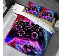Chenbing Art Parure De Lit 90x190cm Housse De Couette Et Taie d'oreiller 80x80cm pour Enfants Adolescents 3D Console De Jeu Boutons d'action Gamer Console Manette Motif Sets De Housses De Couettes