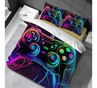Chenbing Art Parure De Lit 90x190cm Housse De Couette Et Taie d'oreiller 80x80cm pour Enfants Adolescents 3D Console De Jeu Boutons d'action Gamer Console Manette Motif Sets De Housses De Couettes