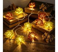CHENBOOW Automne Décoration Lumineuse,Deco Automne Bois 1.5M,Deco Automne à Suspendre,Guirlande Lumineuse en Feuille d'érable,Lampes d'ambiance Automne LED,Décoration d'automne en Bois,pour la Maison