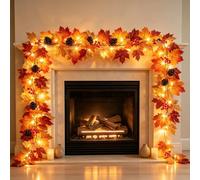 CHENBOOW Guirlandes de Feuilles d’Érable Artificielles,Automne Guirlande | avec Lumière 1.8m 35 LED,Guirlande Automne,pour Cheminée,Jardin, Maison,Mariage,Décoration D'automne