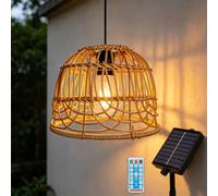 CHENBOOW Lanterne Solaire Exterieur,Luminaire Suspension Solaire Rotin,Rotin Lampe Solaire Exterieur Decorative Jardin,Lampion Suspension Solaire Exterieur,pour Jardin Maison Pergola Garage Cabanon