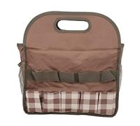 Chenglanhsjg Sac fourre-Tout pour Outils de Jardinage, Grand Sac à Main de Rangement en Tissu Oxford pour Outils de Jardin avec Poches Profondes pour l'extérieur (Marron à Carreaux)