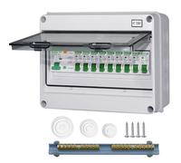 CHENGPI Boîte à fusibles Coffret Electrique Etanche,Boîtier de Distribution avec Rangée de Cuivre,Disjoncteurs électriques 100A CA,Sectionneur 4x10 3x16 2x20A CA pour Maison/Bureau