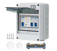 CHENGPI Boîte Coffret Electrique Etanche,Boîtier de Distribution avec Rangée de Cuivre,Disjoncteurs électriques 40A CA,Sectionneur 10 16A CA pour Maison/Bureau,Montage sur Rail 35mm