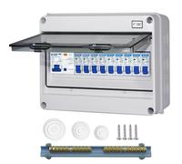 CHENGPI Boîte Coffret Electrique Etanche,Boîtier de Distribution avec Rangée de Cuivre,Disjoncteurs électriques 63A CA,Sectionneur 2x10 16 20 32A CA,Montage sur Rail 35mm,Distribution switch box