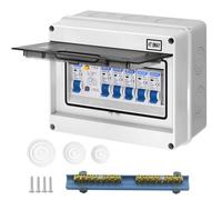 CHENGPI Boîte Coffret Electrique Etanche,Boîtier de Distribution avec Rangée de Cuivre,Disjoncteurs électriques 63A CA,Sectionneur 2x10 16 20 32A CA pour Maison/Bureau,Montage sur Rail 35mm