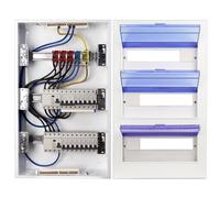 CHENGPI Coffret électrique 3 Rangées with 4P FI disjoncteur Type A 40A 30mA FI RCCB and B16 Fuses, Fuse Box with Busbar-embedded Installation
