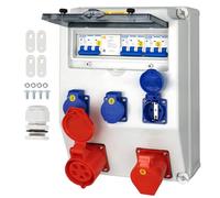 CHENGPI Coffret Électrique de Chantier,Répartiteur Mural,Distributeur de Courant Électrique avec Disjoncteur,5P CEE Prise et Schuko Prise,Distributeur de Puissance Consommée pour Ateliers et Usines