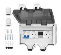 CHENGPI Coffret Electrique Etanche,Boîte de Distribution en Plastique avec Protection Contre les Fuites 16A et Prise, Boitier Etanche Electrique Exterieur Montage en Surface étanche IP66 | 8 Modules