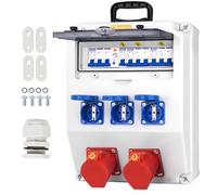 CHENGPI Coffret Electrique IP65 avec Prises schuko et prises CEE,Prise Exterieure Etanche Coffret de Chantier,Distributeur de Courant Électrique avec Disjoncteur pour Usage Extérieur et Intérieur