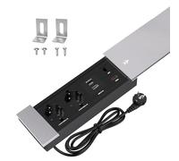 CHENGPI Coulissant Couvercle Prise de Bureau,Prise Encastrable avec 2 Prises,1 USB,1 Type C,Interface Réseau HDMI TD,Aluminium Multiprise Electrique pour Bureau de Cuisine de Bureau,1,8m Câble