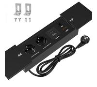 CHENGPI Coulissant Couvercle Prise de Bureau,Prise Encastrable avec 2 Prises,1 USB,1 Type C,Interface Réseau HDMI TD,Aluminium Multiprise Electrique pour Bureau de Cuisine de Bureau,1,8m Câble