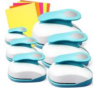 CHENGU Lot de 6 perforatrices circulaires de 7,6 cm/5,1 cm/3,8 cm/2,5 cm/1,5 cm/0,8 cm avec 10 autocollants ronds pour fournitures de bureau, loisirs créatifs (bleu)