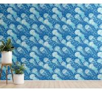 Chenlane Sticker Mural Cuisine Bleu Colore Pastel Douillet sans Outil Colle | Sticker mural PVC souple pour surfaces lisses. Format : 45x200 cm. Ideal pour Cuisine en Bleu.