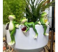 CHENRI 3PCS Sherum Vianys Pubyfun Tipsy Frog, Pots de Fleurs Suspendus Décoration Figurines Grenouilles avec Verre à vin, Statue de Grenouille en résine pour décorations de Jardin et de Balcon