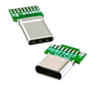 chenyang Lot de 2 connecteurs USB C DIY USB 3.1 type C PD 65 W 18 broches mâle et femelle - Adaptateur de rechange à souder avec carte de circuit imprimé