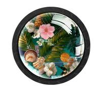 CHENZZZZ Lot de 4 boutons de commode en patchwork tropical d'été (3) boutons de tiroir, d'armoire, poignées à tirer pour la maison, la cuisine, le bureau