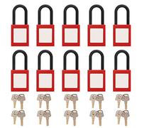 CHEOTIME Lot de 10 cadenas de sécurité rouges avec poutre en nylon isolant les serrures de sécurité avec clés pour l'énergie électrique chimique industrielle