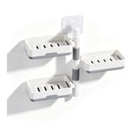CHEOTIME Porte-Savon à 3 Niveaux, Plateau de boîte à Savon Mural avec Drainage, récipient à Savon Rotatif, Support de Barre de shampoing pour Mur de Douche, économiseurs de Savon (Blanc)
