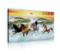CHERHERART 8 chevaux au galop Toile art mural image la Grande Muraille de Chine Peinture sur toile impressions pour la maison salle à manger bureau salon 40x70cm Cadre intérieur