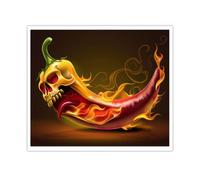 CHERHERART Affiche en toile de crâne piment rouge en gros jaune vert style mural tirages sur toile squelettique pour cuisine salle à manger décoration intérieure 50x70cm sans cadre