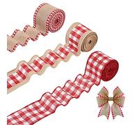 Cheriswelry Lot de 3 rouleaux de ruban à carreaux en toile de jute pour Noël, travaux manuels, décoration, couture, nœud pour cheveux
