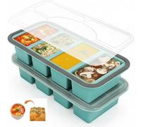 Chesomn Lot de 2 Moule à Soupe Congelation, 125ml/250ml Plateaux de Congélation en Silicone avec Couvercle, Récipients de Congélation Souper Cubes pour Souper, Bouillon (4 Compartiments)
