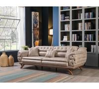 Chesterfield 3 places Beige Design Canapés rembourrés Canapé
