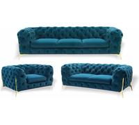 Chesterfield 3 places Canapé Coussin Textile Canapé Siège Salon Canapé Velours Nouveau