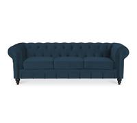 Canape Chesterfield Velours 3 Places Altesse Bleu foncé