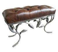 Chesterfield Tabouret de pied Pufa Chaise Vintage Cuir synthétique Tabouret d'appoint