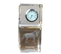 Cheval américain de selle - horloge en cristal avec photo, photo de cheval en cristal, horloge de table personnalisée de la marque Art-Dog