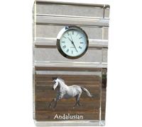 Cheval andalou - horloge en verre avec photo, photo de cheval en cristal, horloge sur pied personnalisée pour bureau de la marque Art-Dog