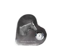 Cheval de course à la retraite - horloge en cristal avec photo du cheval, étagères en forme de cœur avec horloge, horloge sur pied personnalisée de la marque Art-Dog
