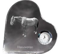 Cheval de Hanovre - horloge en cristal avec photo de cheval, étagère en forme de cœur avec horloge, horloge sur pied personnalisée de la marque Art-Dog