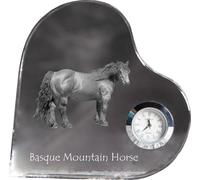 Cheval de montagne basque - horloge en cristal avec photo de cheval, étagère en forme de cœur avec horloge, horloge sur pied personnalisée de la marque Art-Dog