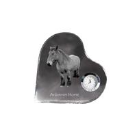Cheval des Ardennes - horloge en cristal avec photo de cheval, étagère en forme de cœur avec horloge, horloge sur pied personnalisée de la marque Art-Dog