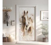 Cheval Sticker Mural, Chevaux Autocollants De Porte Muraux Décoration Poster Mural 80x200 cm, Art Animal Stickers de Porte Imperméable Vinyle (y1T275)