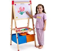 Chevalet artistique 3 en 1 pour enfants, tableau blanc magnétique en bois double face et tableau noir
