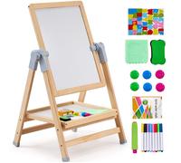Chevalet d'art-VEVOR-Chevalet d'art Double Face en Bois 2 en 1 pour Enfants avec Tableau Blanc Magnétique et Tableau Noir