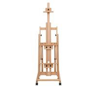 Chevalet d'artiste - Chevalet réglable, à poser sur le sol ou sur une table, en bois de hêtre - Hauteur : 143–232 cm - Pour toiles jusqu'à 220 cm - Pliable, équipé de 4 roulettes avec freins