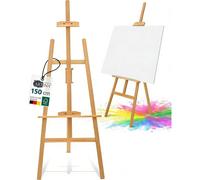 Chevalet d'artiste – Chevalet réglable en hauteur, 1,5 m – Bois – Portable – Adapté à l'atelier et à l'extérieur – Support pour affiches et expositions – Naturel