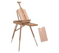 Chevalet d'artiste sur pieds pliable mallette de peinture chevalet avec rangement hauteur ršŠglable bois de hšºtre clair