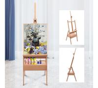 Chevalet d'atelier en bois en forme de H avec mallette de transport – Chevalet de terrain réglable 198 cm – Chevalet d'artiste pliable avec mallette