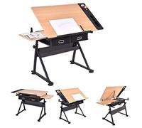 Chevalet de dessin réglable en hauteur en érable pour travail, étude, peinture, travaux manuels - Bureau de dessin polyvalent avec solutions de rangement