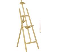 Chevalet de peintre - Chevalet d'atelier - Inclinaison réglable jusqu'à 75° - Bois de pin - Taille 51,5×71,5×134,5 cm - Naturel